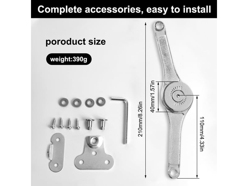  Jeu de 2 supports pliables avec fixateur angulaire, mécanisme pour portes rabattables, boîtes et lits avec clé  - Conforama B