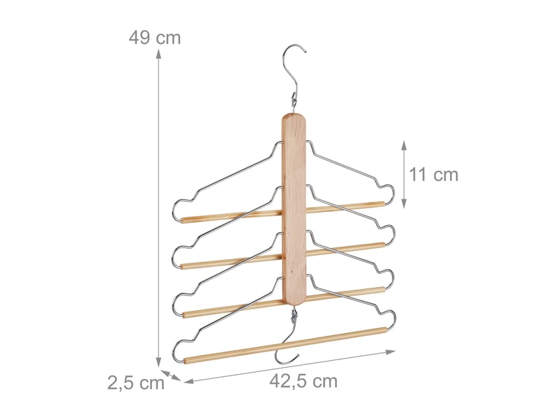  Lot de 2 cintres multiples flexibles pour vêtements rangement vertical horizontal 49 x 42,5 x 2,5 cm en bois de lotus naturel 13_0005673  - Conforama B