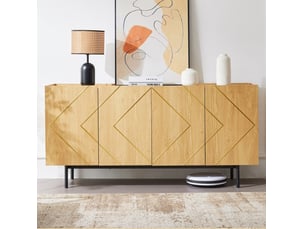 Buffet 2 porte(s)  2 tiroir(s) <strong>EVRYAE </strong> <strong></strong> - 160 cm coloris naturel 