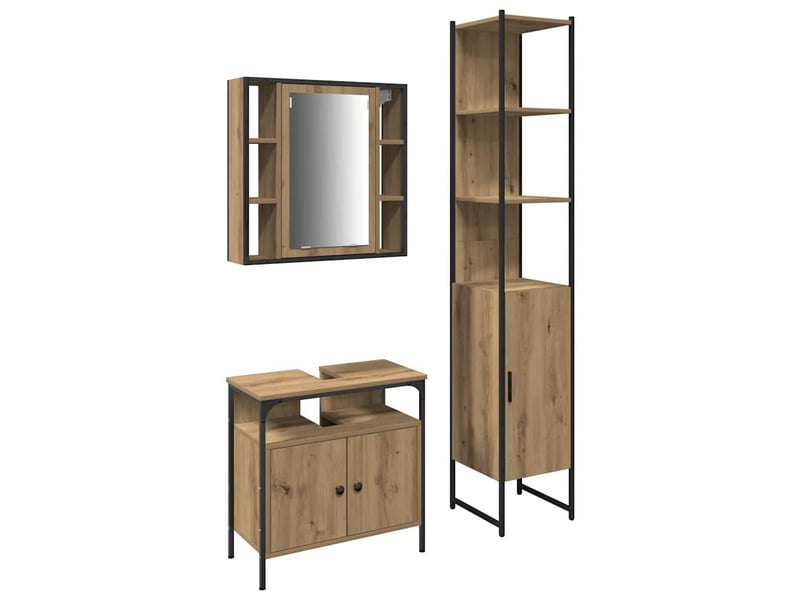 Ensemble de mobilier de salle de bain 3 pc chêne artisanal cf64286 - Conforama A
