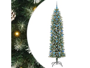 Sapin de noël, arbre de noël artificiel slim vert et blanc 210 cm shl3452