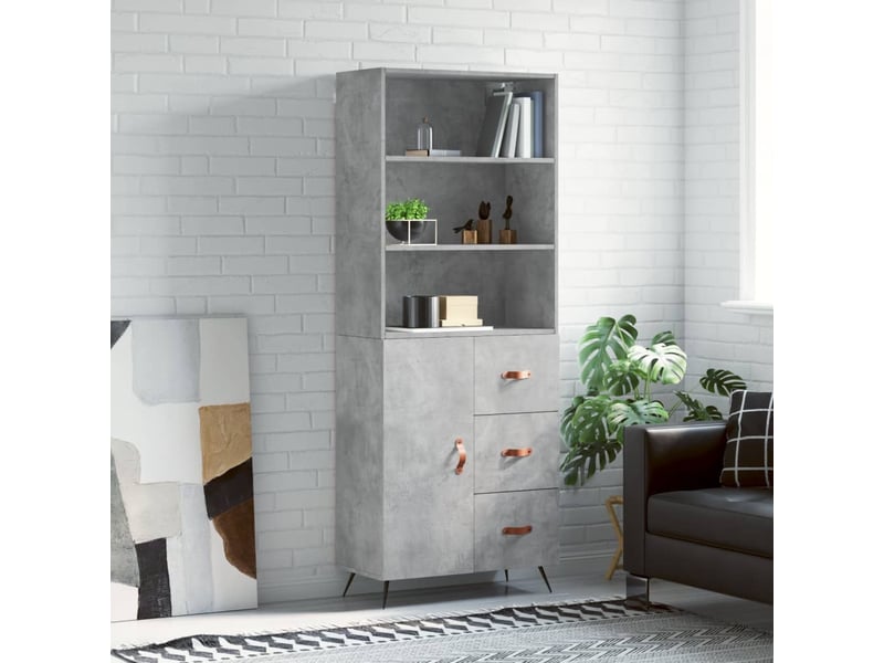  Buffet haut - bahut - meuble de rangement gris béton 69,5x34x180 cm bois d'ingénierie  - Conforama B