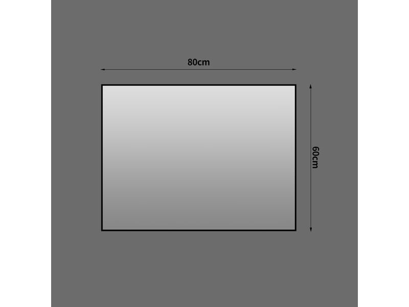  Miroir de salle de bains 60x80 cm en verre avec cadre aluminium noir  - Conforama C