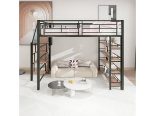 Lit mezzanine 140x200 cm <strong>REDOM</strong>  <strong></strong> coloris noir