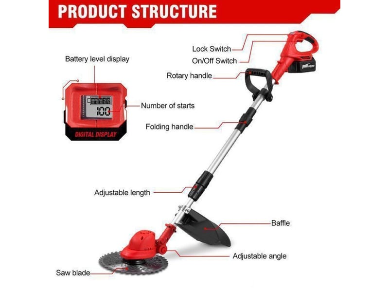  Tondeuse debroussailleuse sans fil 300 w 113-133 cm brushless 2x3000 mah 3 lames 297014_AAADF24050_6_DROPFR - Conforama B