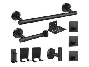 Ensemble de porte-serviettes en acier inoxydable 10 pièces, noir, accessoires de salle de