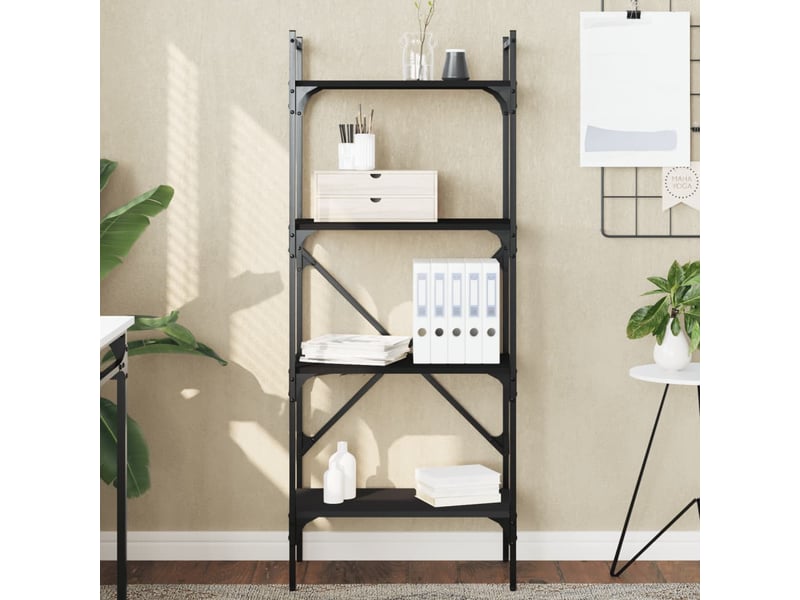  Bibliothèque à 4 niveaux, armoire à livres noir 56x31,5x138,5cm bois d'ingénierie  - Conforama B