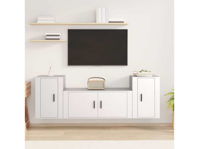  Ensemble de meubles tv 3 pcs blanc bois d'ingénierie shl90968  - Conforama B