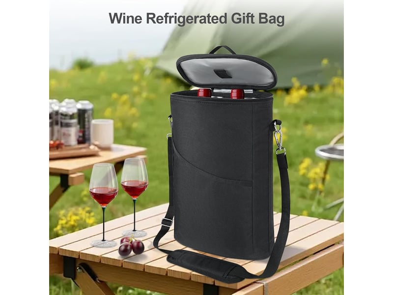  Sac isotherme pour 2 bouteilles de vin, sac à dos isotherme étanche avec bandoulière, sac fourre-tout portable pour voyage, pique-nique, camping  - Conforama D