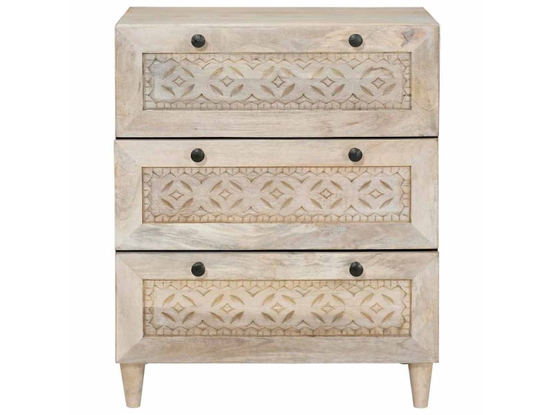  Buffet, meuble de rangement salon 60 x 33 x 75 cm bois de manguier massif blanc  - Conforama A