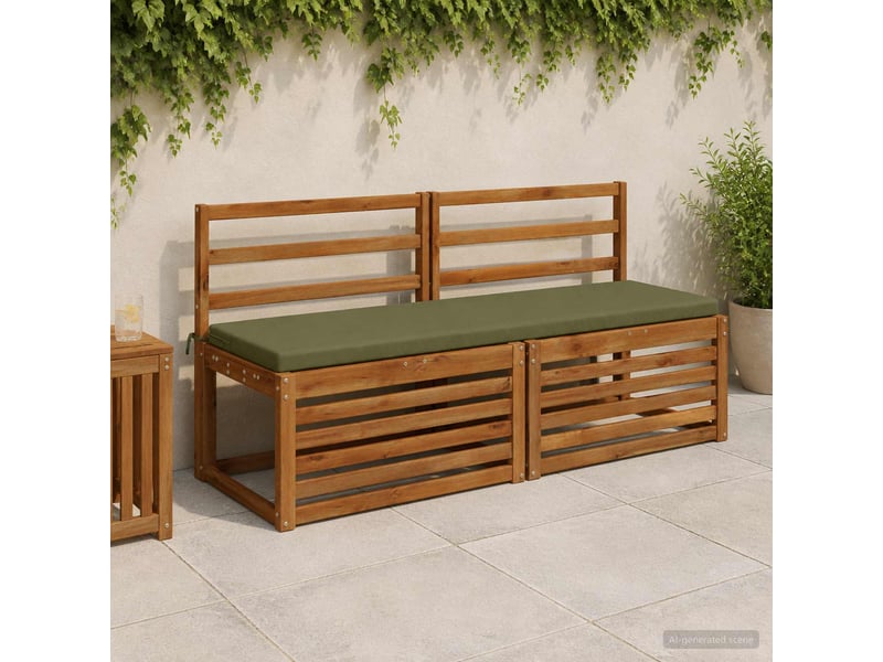 Lot de 2 coussins de banc, coussins d'assise soest 100 % polyester vert olive cf57580 - Conforama B