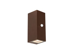 Applique marron rouille 2 lumières gu10 ar70 ip44 avec détecteur de mouvement - baleno