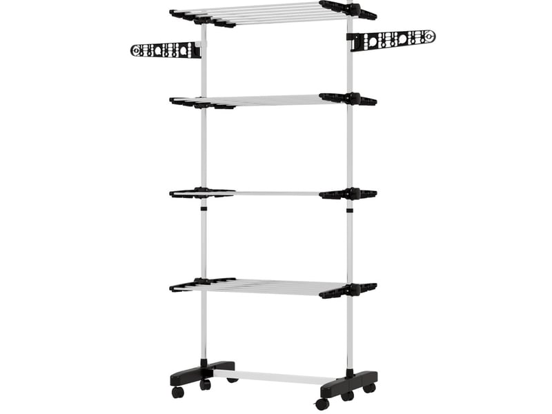 Séchoir à linge pliable 5 niveaux sur roulettes noir 142x55x172 cm - Conforama A