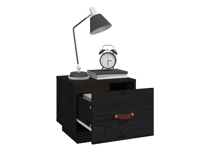  Table de chevet - cabinet de chevet - table de nuit noir 40x34x35 cm bois de pin solide  - Conforama C