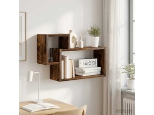 Étagère flottante, étagère suspendue montage mural chêne fumé 55 x 15 x 35 cm cf42491