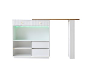 Îlot de cuisine bar extensible pivotant avec rangement led evryae