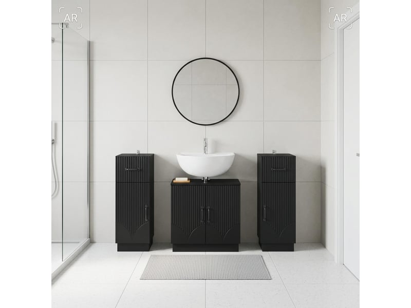  Ensemble de meuble de salle de bain 3 pièces hoorn noir cf63487  - Conforama B