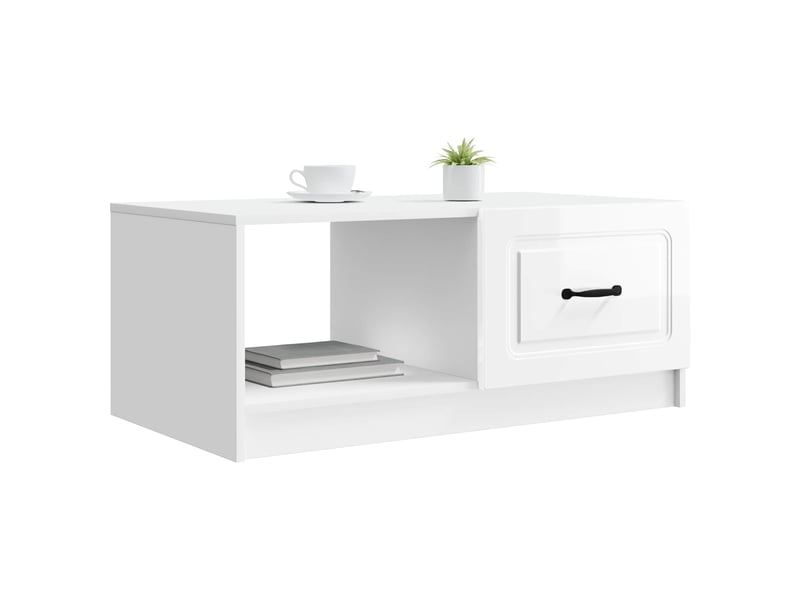  Table basse - table de salon - table à thé blanc brillant 90 x 50 x 37 cm bois d'ingénierie  - Conforama C