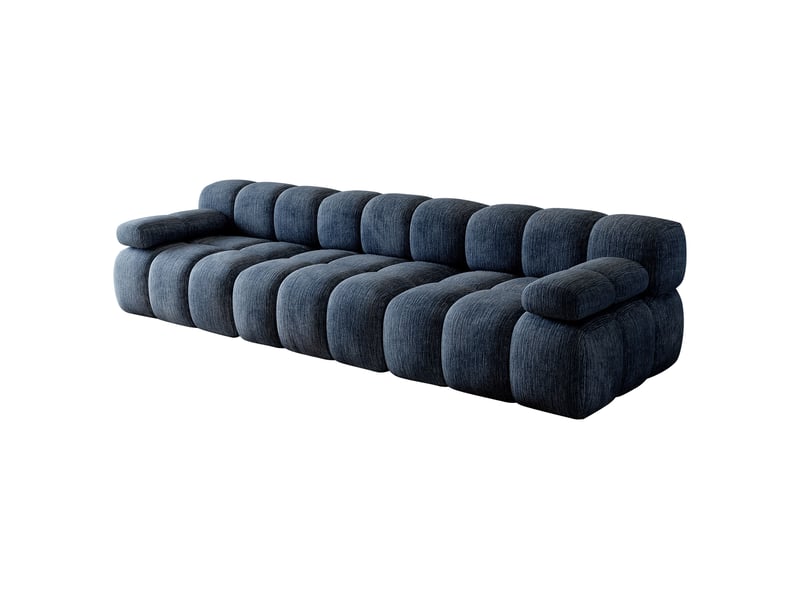  Canapé droit 3 places 300x100x68 cm bleu en tissu chenille, mousse haute élasticité, sans montage, prêt à utiliser  - Conforama A