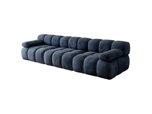 Canapé droit 3 places 300x100x68 cm bleu en tissu chenille, mousse haute élasticité, sans montage, prêt à utiliser