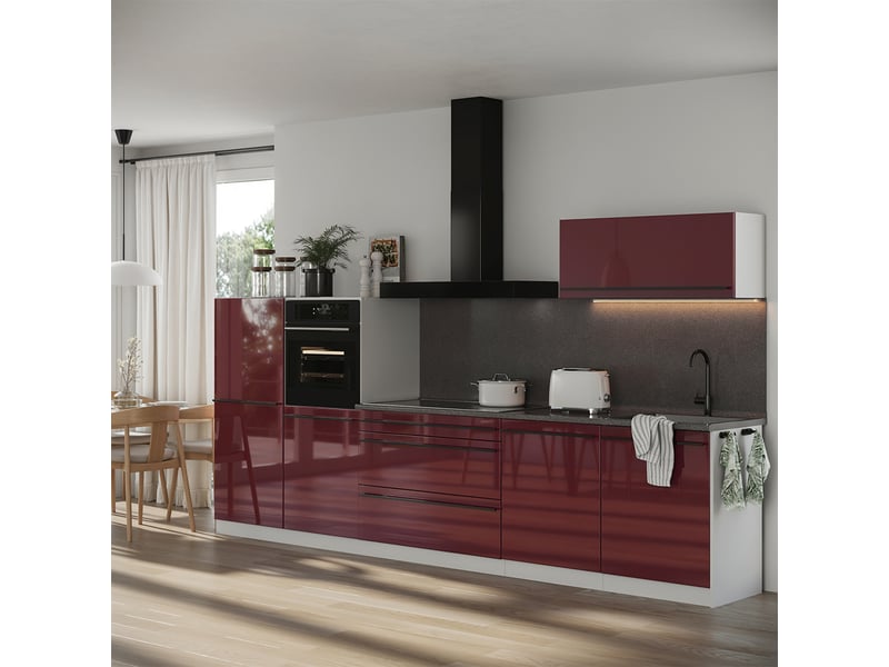  Vicco cuisine, rouge brillantblanc, 340cm sans plan de travail  - Conforama C