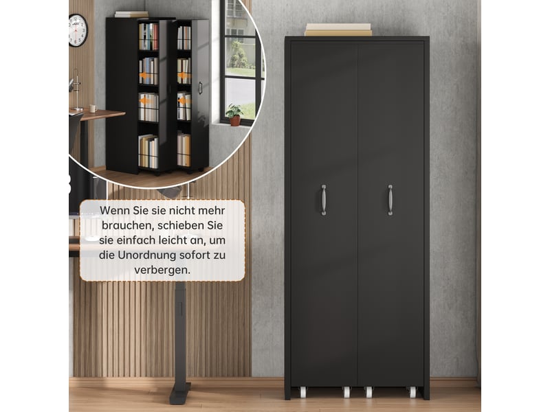 Bibliothèque extensible en mdf sur roulettes, 4 niveaux, montage gauche ou droite, charge 20 kg par niveau - Conforama E