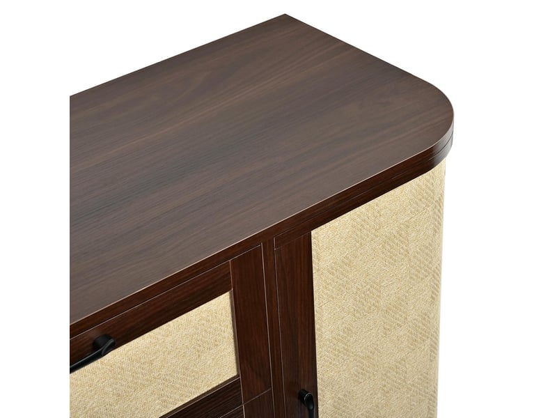  Buffet 2 portes 3 tiroirs façade tressée mdf coloris noyer 120 x 40 x 82 cm  - Conforama E