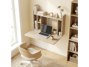 Bureau suspendu table murale table d'ordinateur murale et tablette rabattable avec rangements - 77 x 20 x 51 cm