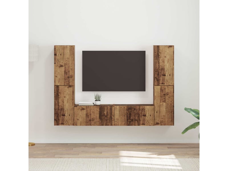 Ensemble meuble tv - banc tv - meuble de rangement 6 pcs bois ancien bois d'ingénierie  - Conforama B