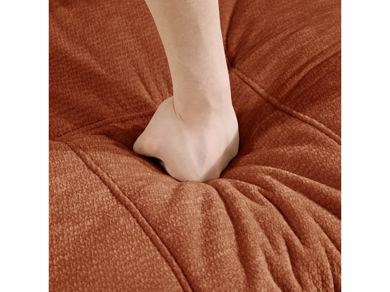 Pouf repose-pieds - 72 x 63 x 50 cm - ottoman en tissu chenille avec coussin moelleux - orange - Conforama D