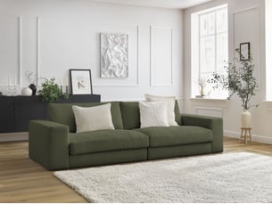 Canapé droit fixe BOBOCHIC LEONARD 3 places Tissu vert