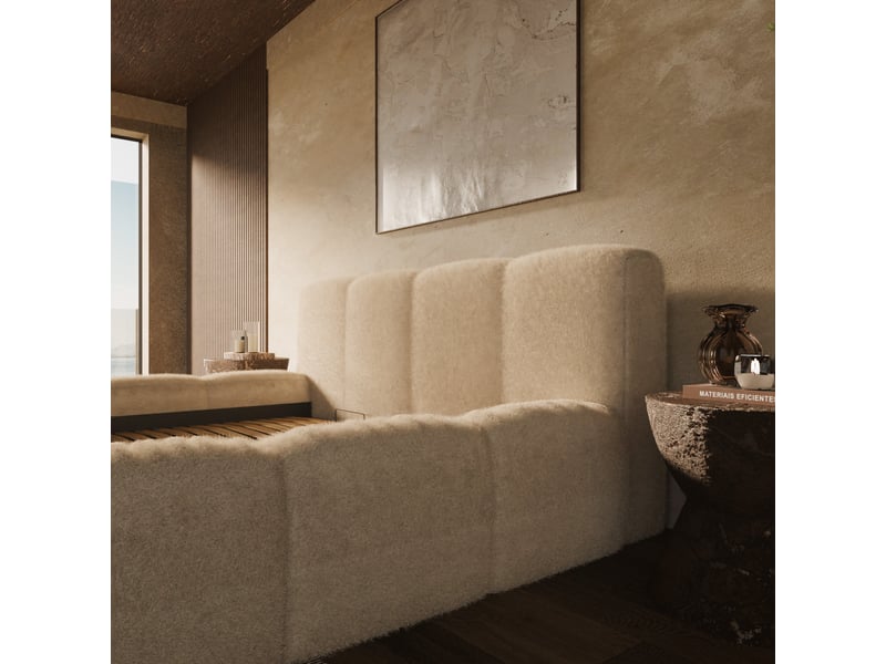 Lit coffre équinox beige drimz - 180x200cm - tissu bouclé Équinox - Conforama R