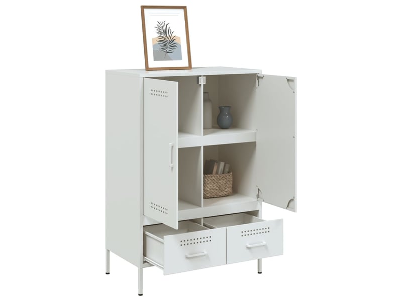  Buffet haut - bahut - meuble de rangement blanc 68x39x101,5 cm acier  - Conforama E