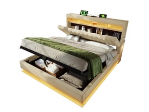 Lit coffre 140x190/200cm <strong></strong> <strong></strong> coloris beige