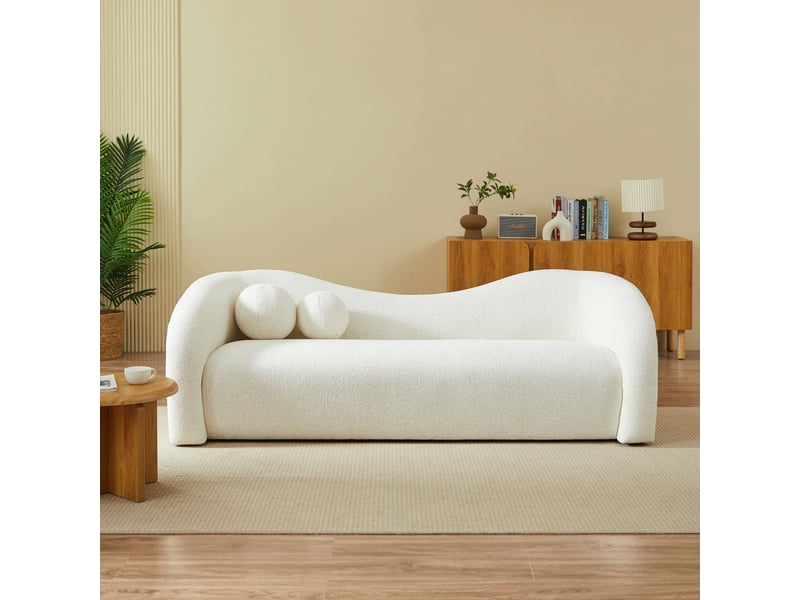 Canapé droit fixe bacala 3 places tissu chenille beige  - Conforama D