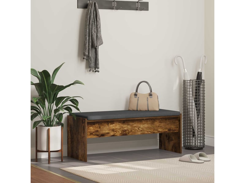  Banc d'entrée, banc interieur avec coussin chêne fumé 103x38x40 cm  - Conforama B