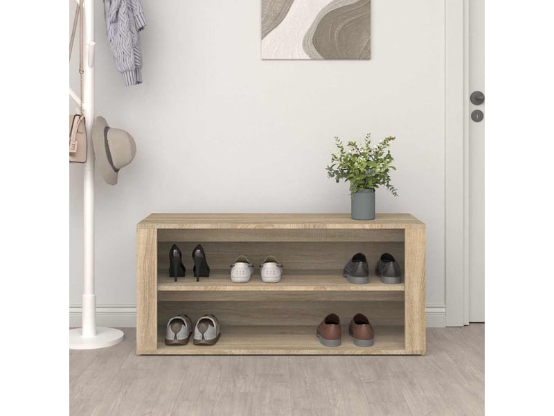  Meuble à chaussures, étagère à chaussures chêne sonoma 100x35x45cm bois d'ingénierie  - Conforama C