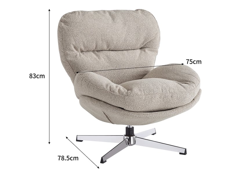  Fauteuil pivotant en tissu bouclé taupe et piètement chromé - oli Oli - Conforama C