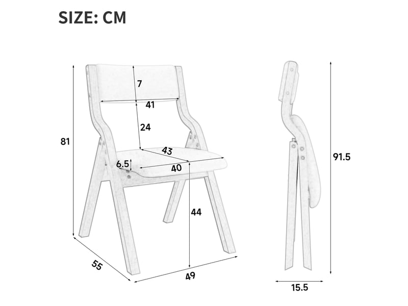  Lot de 6 chaises de salle à manger pliantes avec assise rembourrée, rangement compact en bois et lin beige  - Conforama C