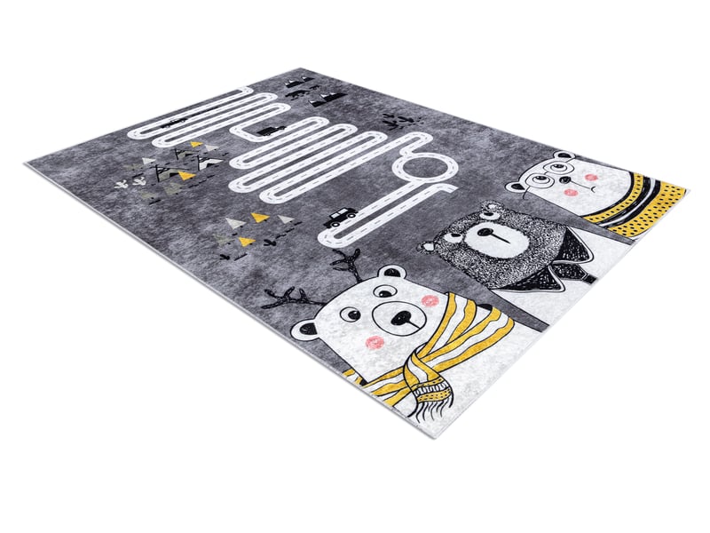  Tapis lavable junior 52107.801 ours, animaux, rues pour les enfants antidérapant - gris 160x220 cm  - Conforama C