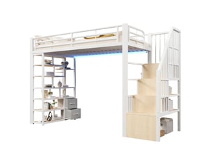 Lit mezzanine 90x200 cm SWEIKO coloris blanc