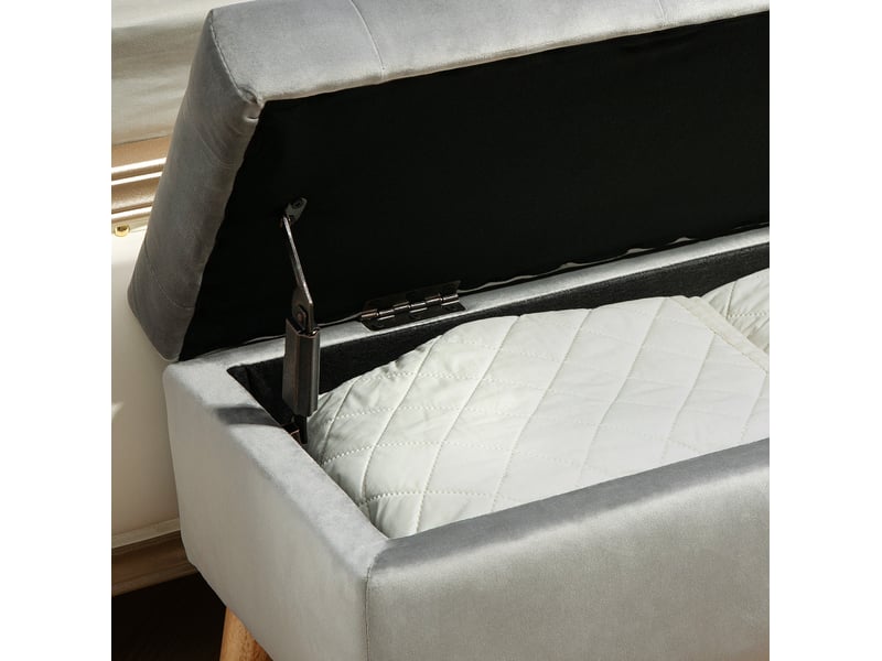  Banc de rangement tcqpz capitonné avec couvercle 80 x 35 x 40 cm polyester aspect velours gris  - Conforama E
