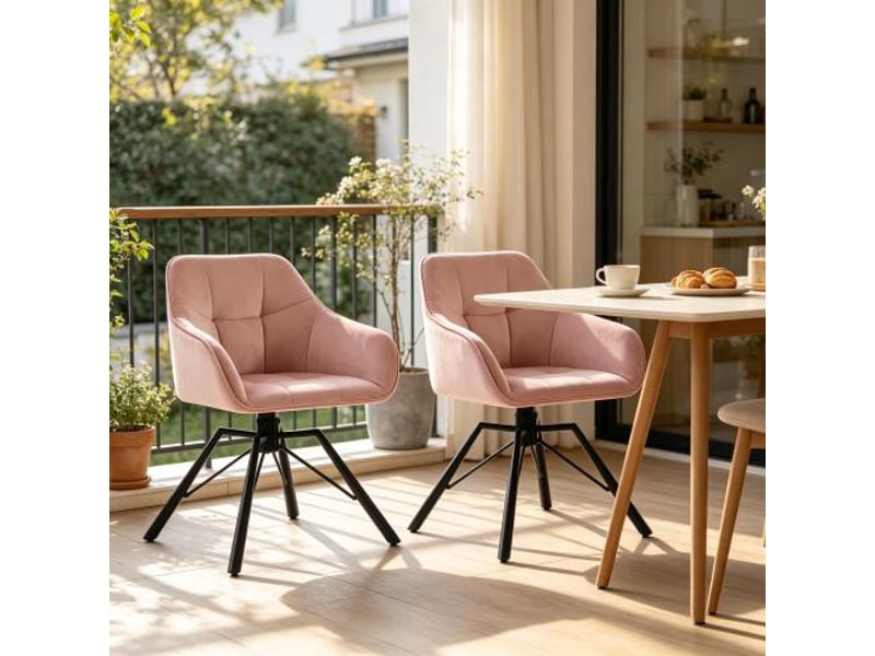 Chaises élégantes – ensemble de 2 chaises, chambre et dressing, cuisine, pivotantes, dossier doux, salle à manger - Conforama D