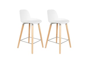 Lot de 2 tabourets de bar h65 cm blanc et pieds naturels - kuip