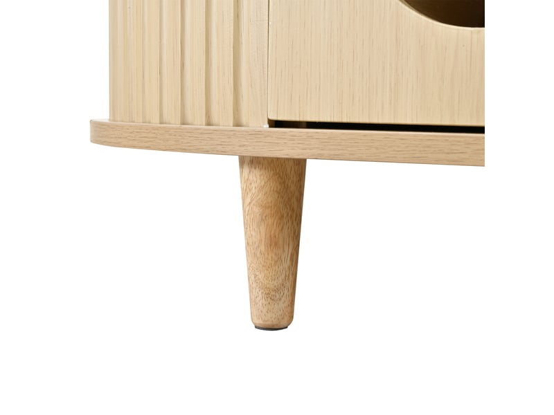  Table basse ovale 100x50x36 cm bois clair, 1 tiroir, niche ouverte et porte tambour Fay Lum - Conforama E