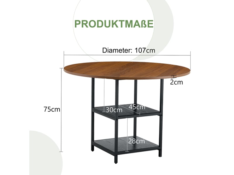  Table à manger rond 107×107×75 cm, mdf et métal, noir et noyer Fay Lum - Conforama C