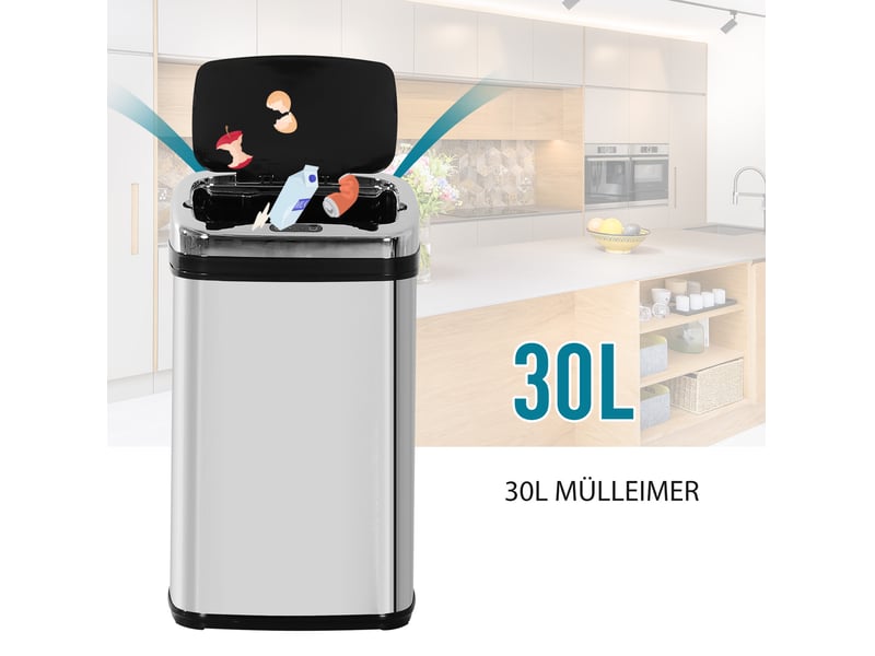 Poubelle de cuisine automatique 54 × 37 × 29 cm inox argenté - Conforama D
