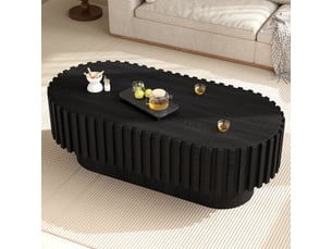 Table basse ovale coloris noir <strong></strong> <strong>Fay Lum</strong> - 50 cmx100 cm