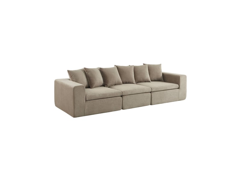  Canapé modulable tissu chenille 4 places beige foncé - movi  - Conforama A