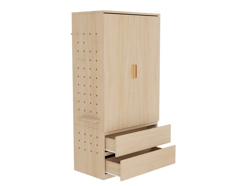 Armoire 70 x 50 x 170 cm - avec 2 tiroirs - avec 2 portes - naturel - Conforama A